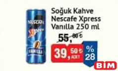 NESCAFE XPRESS VANİLLA SOĞUK KAHVE 250 ML fiyat ve kampanya bilgisi